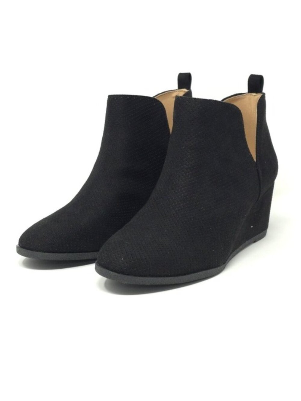 Journee Collection Mylee Black Pull-On Wedge Booties 9M